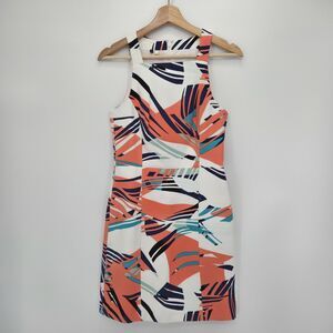 4C Collective Sleeveless Cotton Sheath Dress Geometric Palm Leave Print Size 4